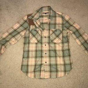 Ralph Lauren Green/ Tan Button Down - Sz 14